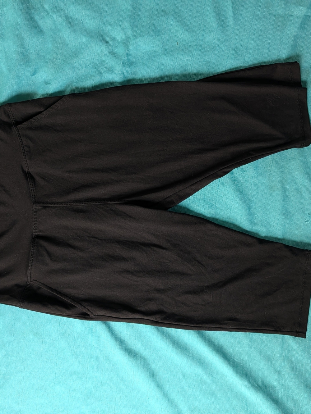 Women’s Black Tummy Control Short Leggings with Mid-Rise Waist